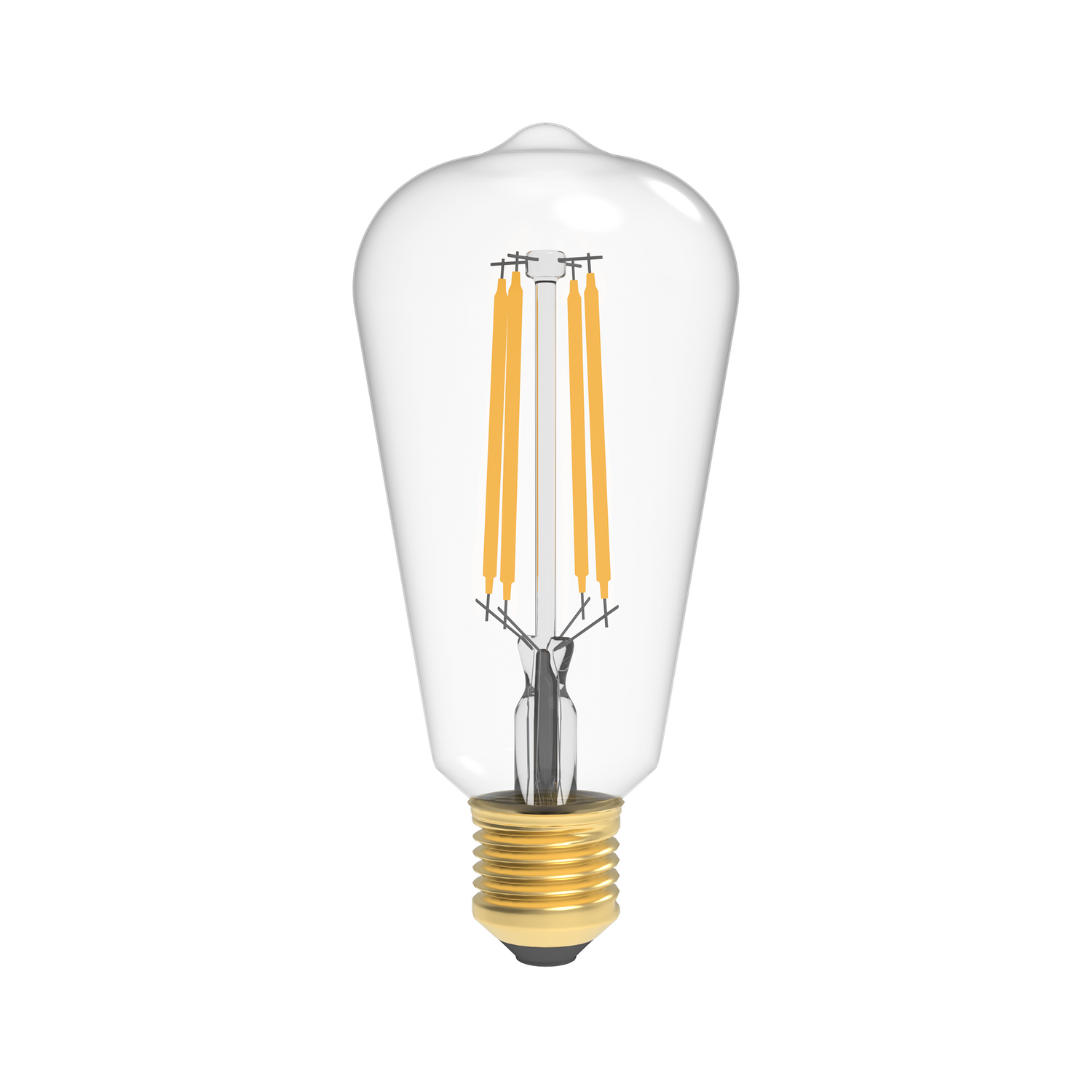 ST18 Dimmable Straight Filament Vintage Edison LED Light Bulb, 6W, 2700K, 600LM, 120V/60Hz, 4-filament, E26, Clear, Warm Amber Light - D2.28"*5.12"H