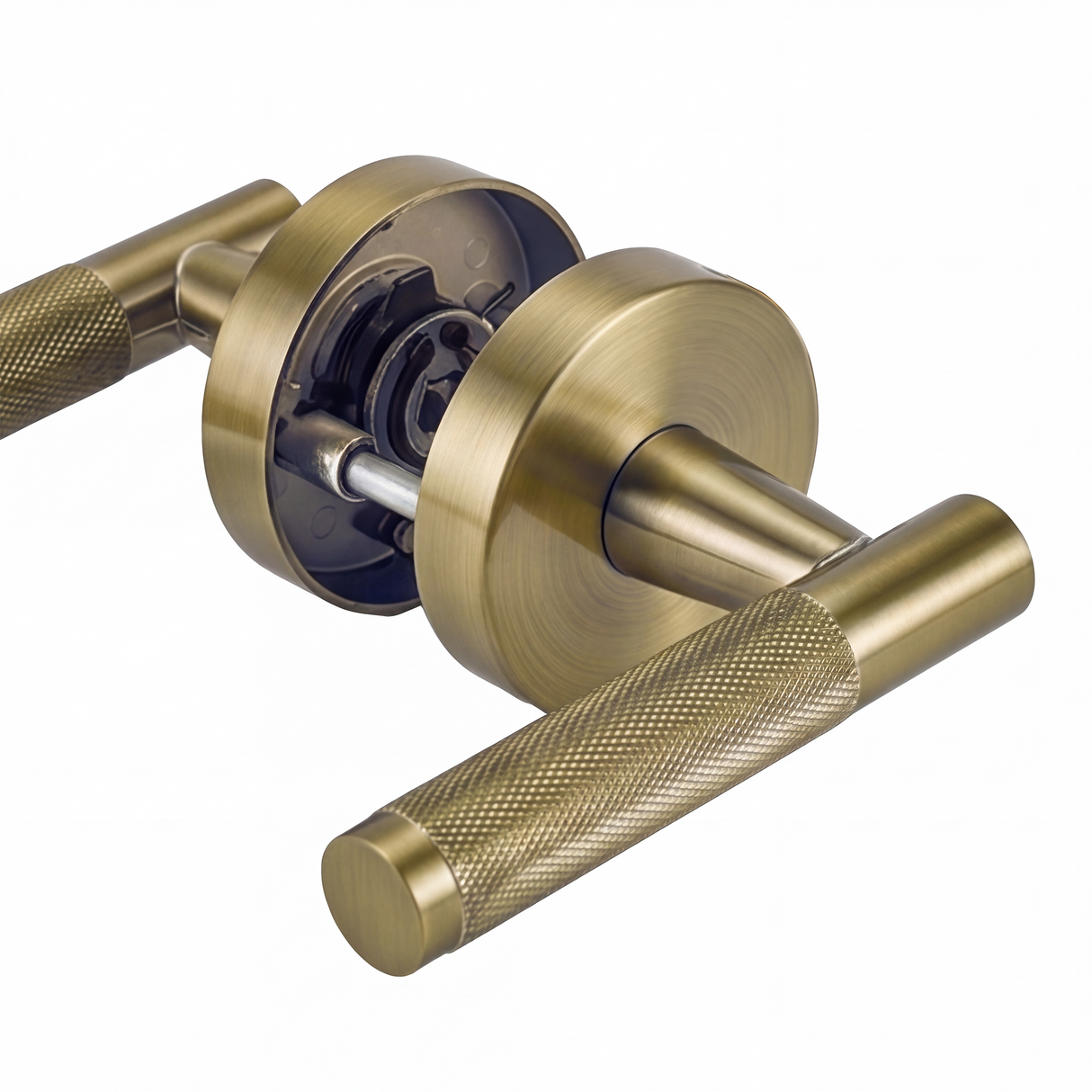Ivanees Heavy Duty Passage Leverset in Brushed Antique Brass Finish with Concealed Screws