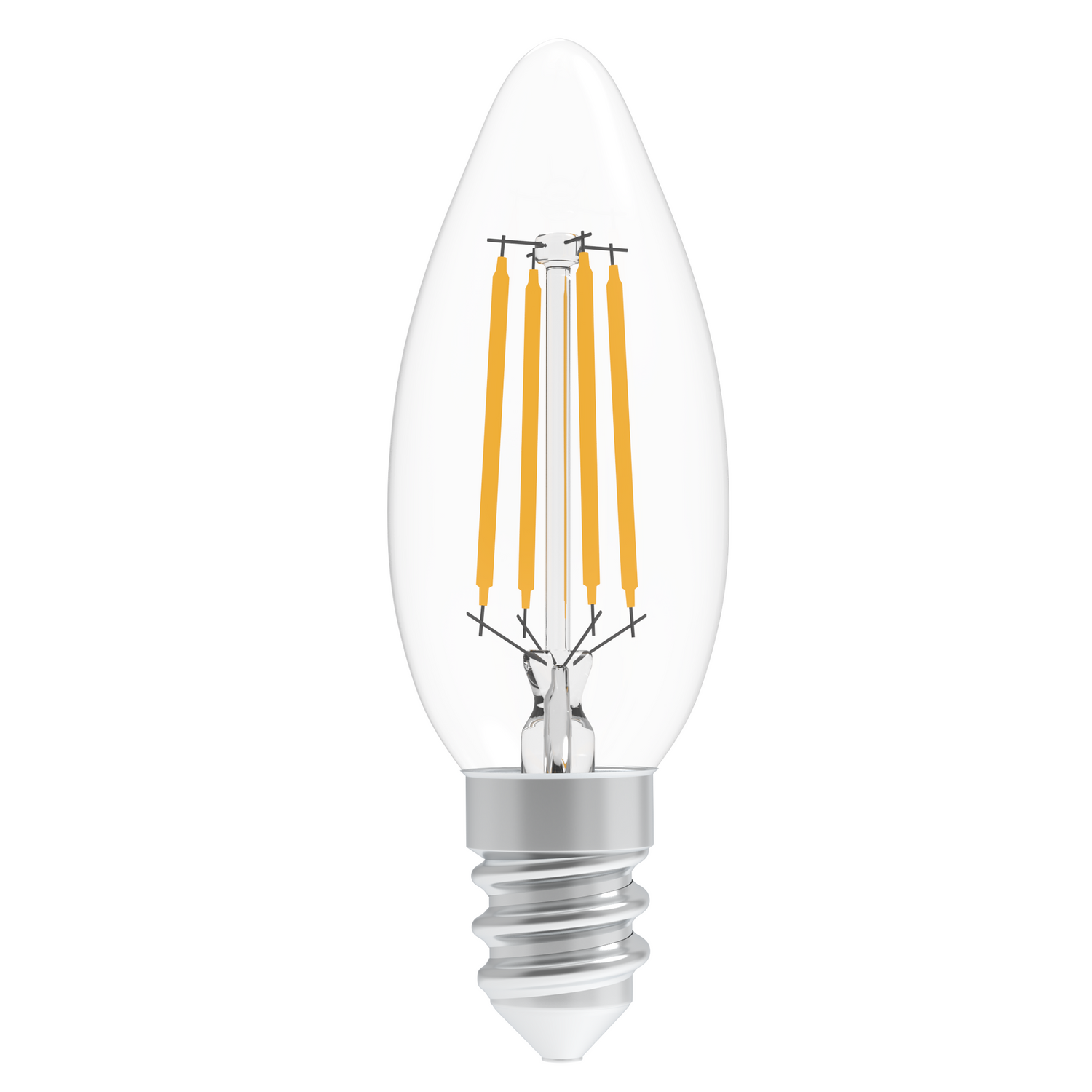 4W Filament LED Bulb, 2700K, 360LM, 120V/60Hz, 4short filament, E12 Base, Dimmable, Clear Glass, LED Candelabra Light Bulbs - D1.38"*3.7"H