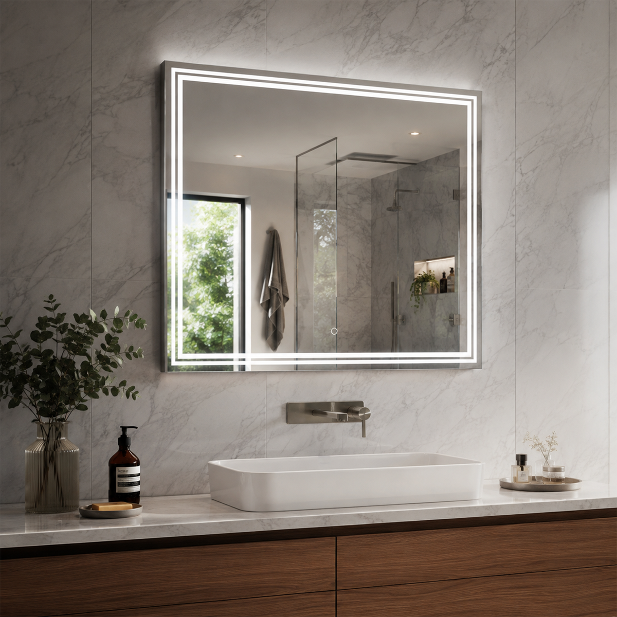 Luna 47'' Polished Edge Back-lit LED Mirror for Bathroom Vanity