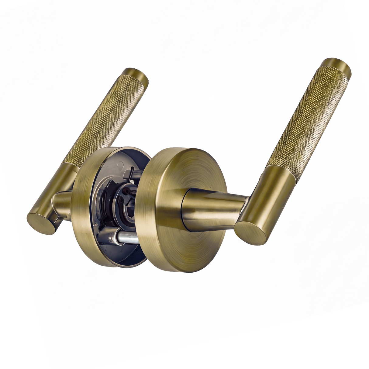 Ivanees Heavy Duty Passage Leverset in Brushed Antique Brass Finish with Concealed Screws