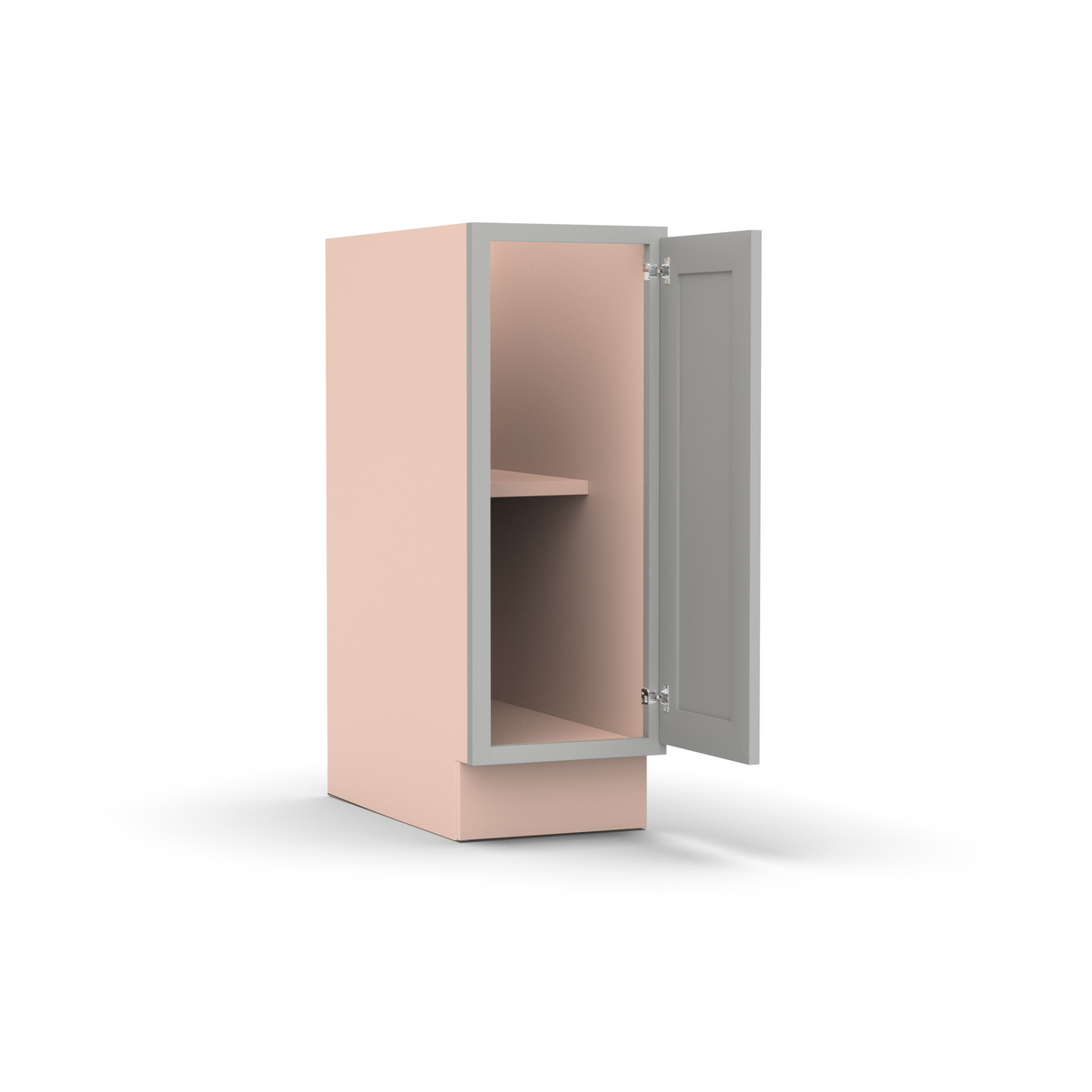 Liberty Shaker Ashen - 12 Inch Full Height Single Door Base Cabinet - 12" Width x 34.5" Height x 24" Depth