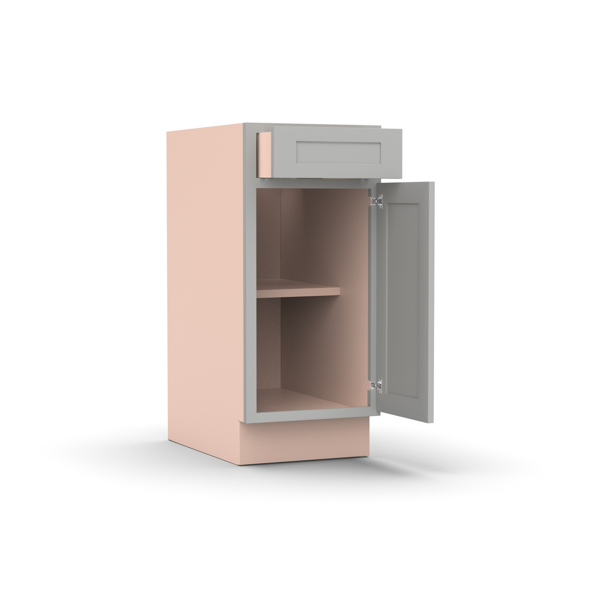 Liberty Shaker Ashen - 15 Inch Single Door Base Cabinet - 15" Width x 34.5" Height x 24" Depth