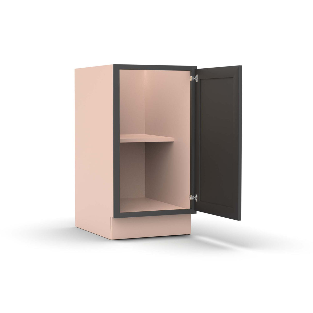 Liberty Shaker Grey - 18 Inch Full Height Single Door Base Cabinet - 18" Width x 34.5" Height x 24" Depth