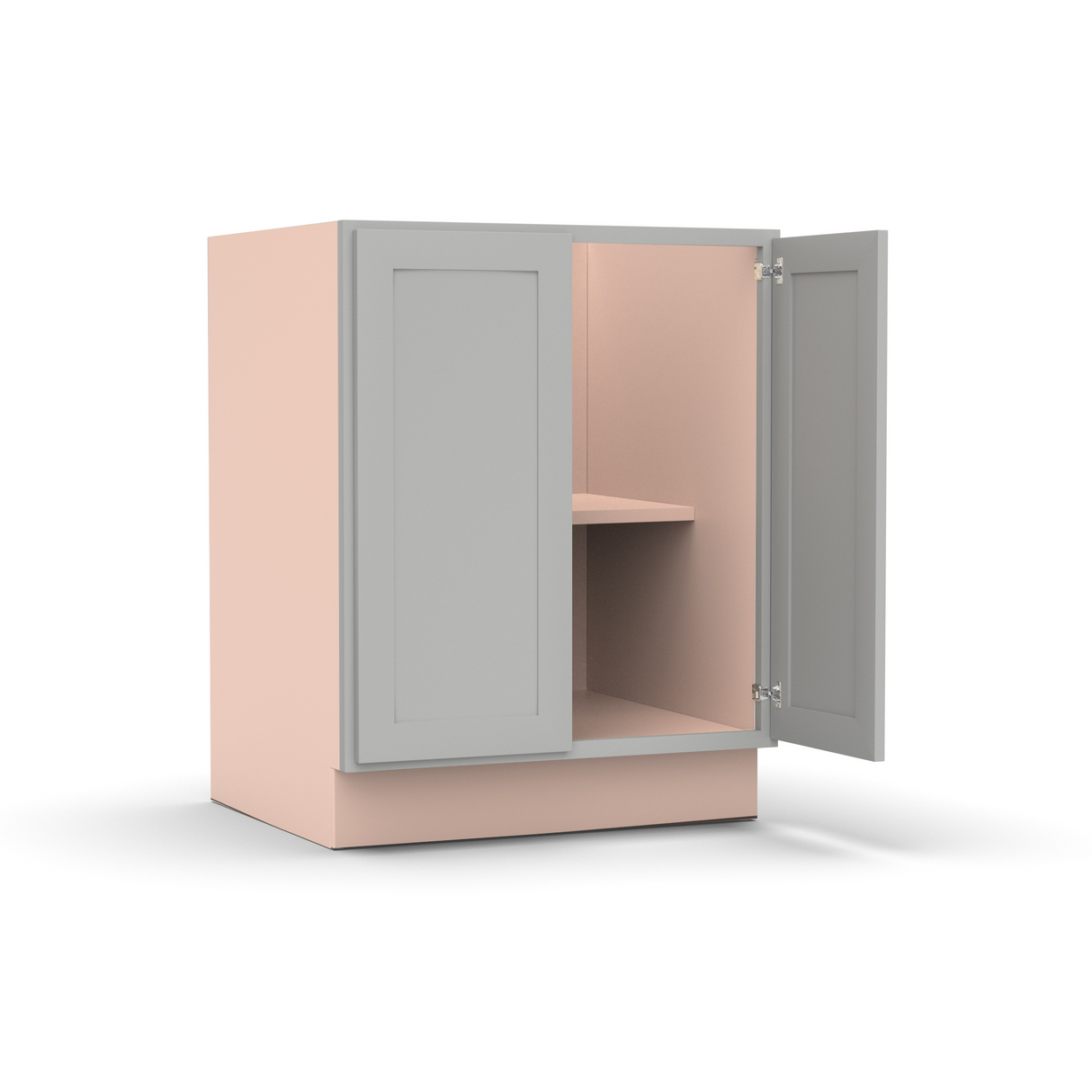 Liberty Shaker Ashen - 27 Inch Full Height Double Door Base Cabinet - 27" Width x 34.5" Height x 24" Depth