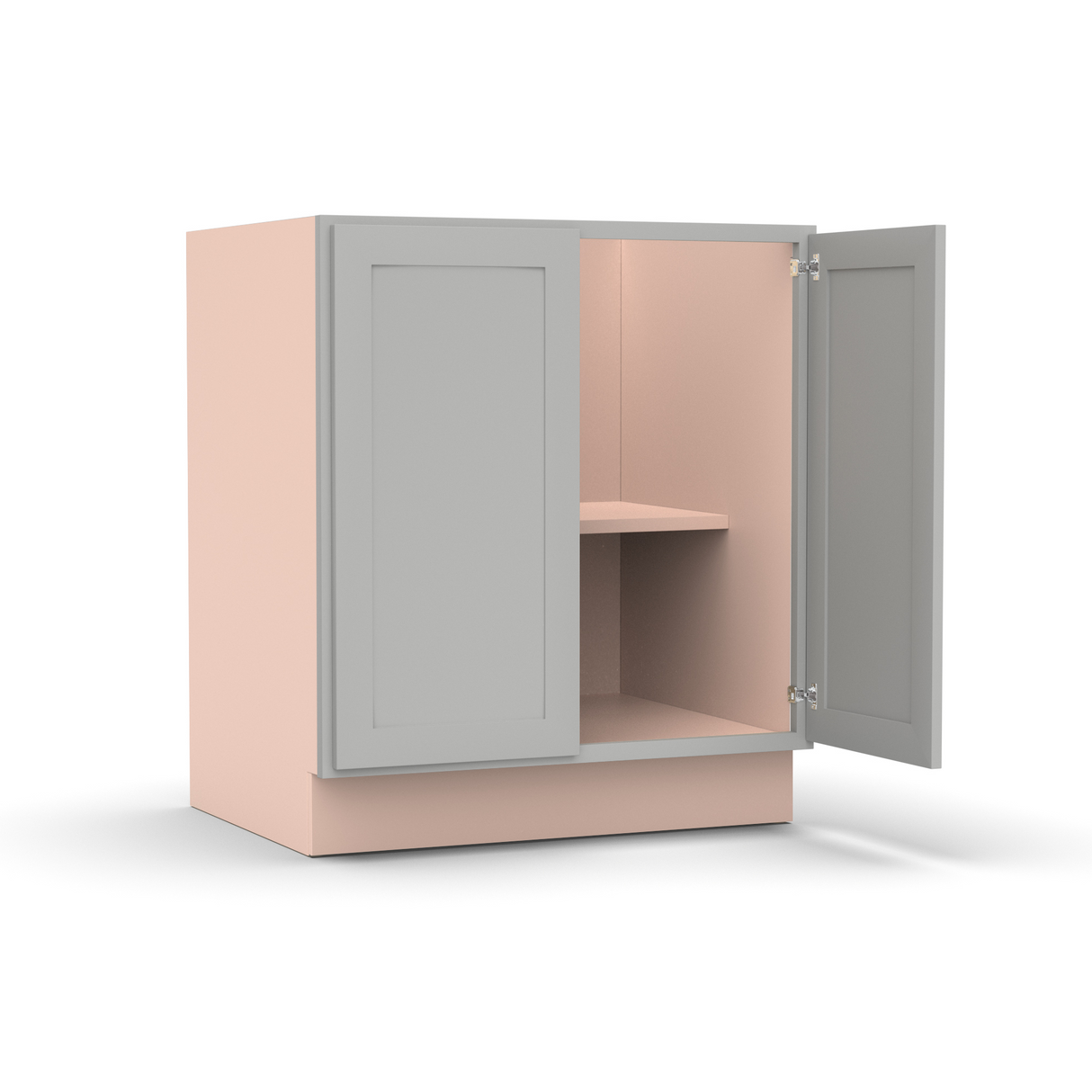 Liberty Shaker Ashen - 30 Inch Full Height Double Door Base Cabinet - 30" Width x 34.5" Height x 24" Depth