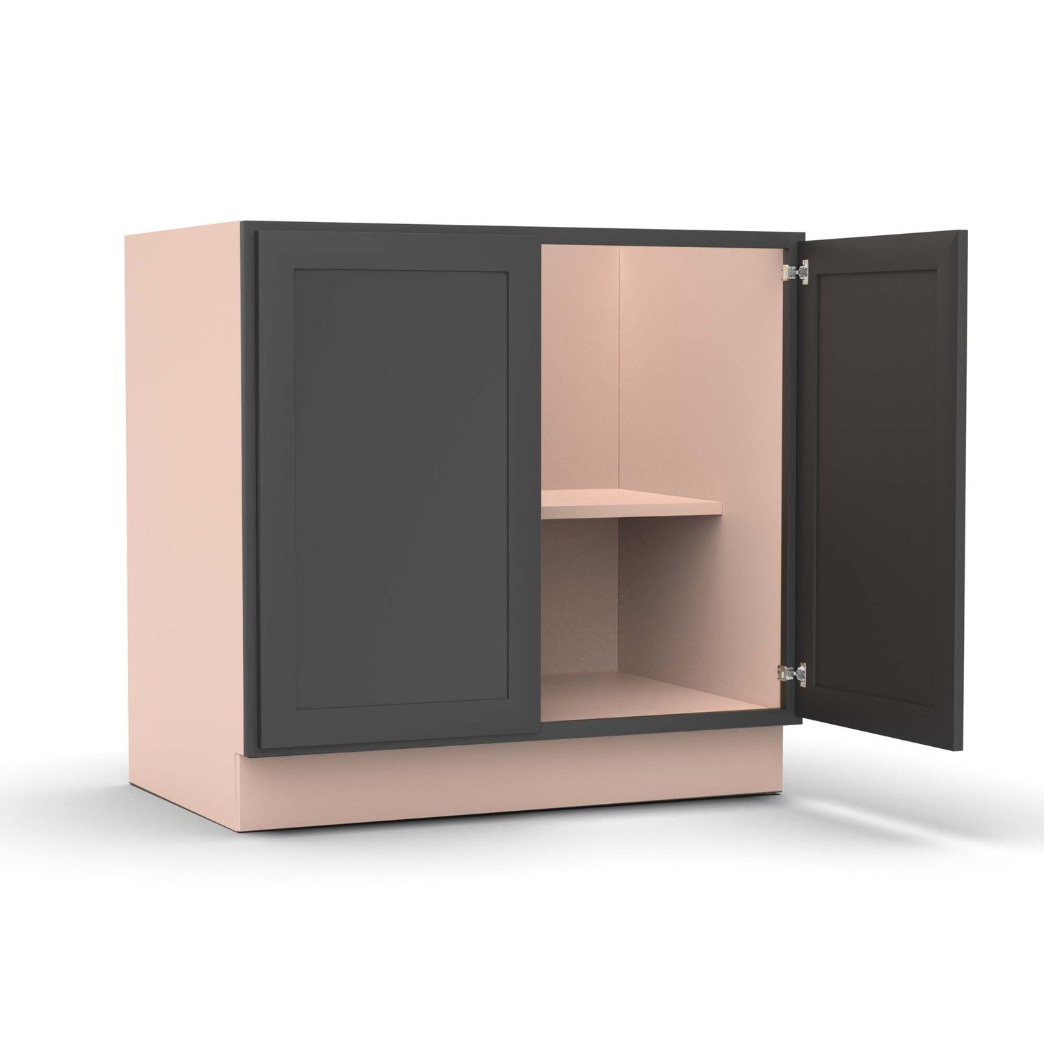 Liberty Shaker Grey - 33 Inch Full Height Double Door Base Cabinet - 33" Width x 34.5" Height x 24" Depth
