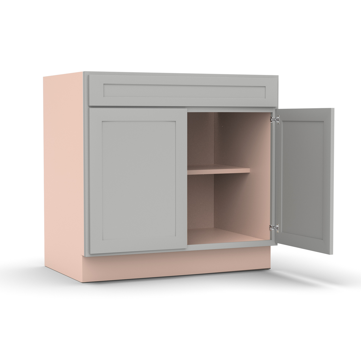 Liberty Shaker Ashen - 36 Inch Double Door Base Cabinet - 36" Width x 34.5" Height x 24" Depth