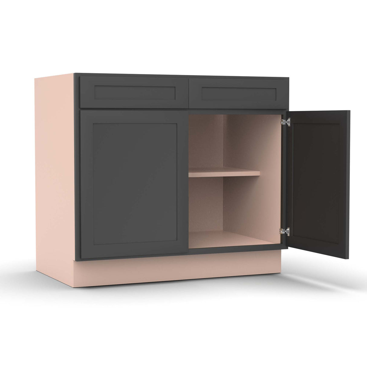 Liberty Shaker Grey - 39 Inch Double Door Base Cabinet - 39" Width x 34.5" Height x 24" Depth