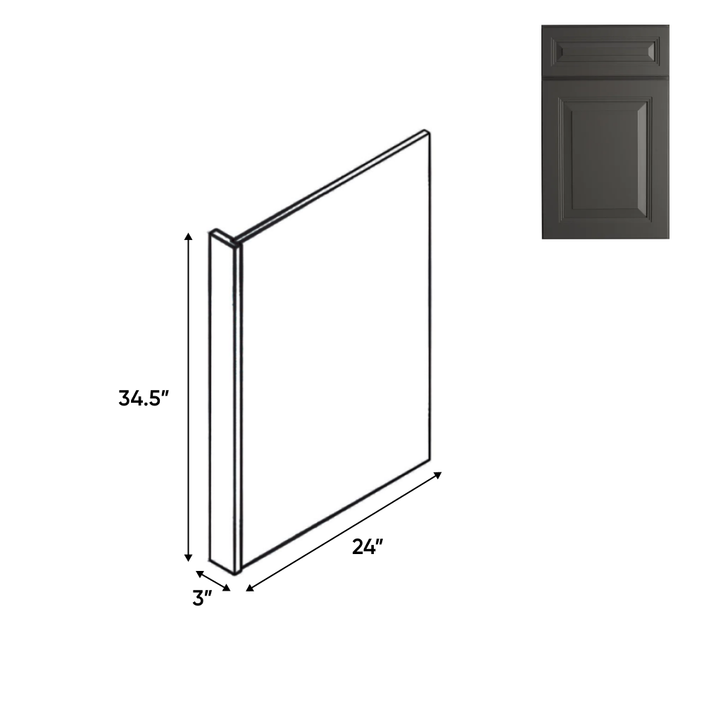 Belmont Grey - 3 Inch End Panels Accessories - 3" Width x 34.5" Height x 24" Depth