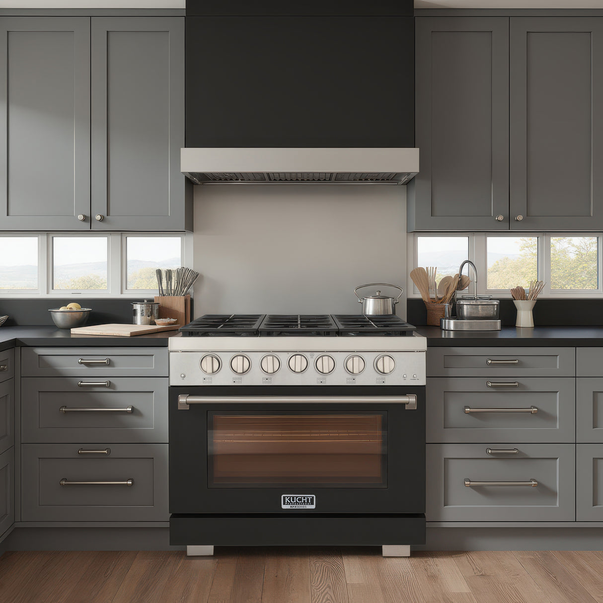 KUCHT Professional 36 in. 5.2 cu. ft. Propane Gas Range with Sealed Burners and Convection Oven