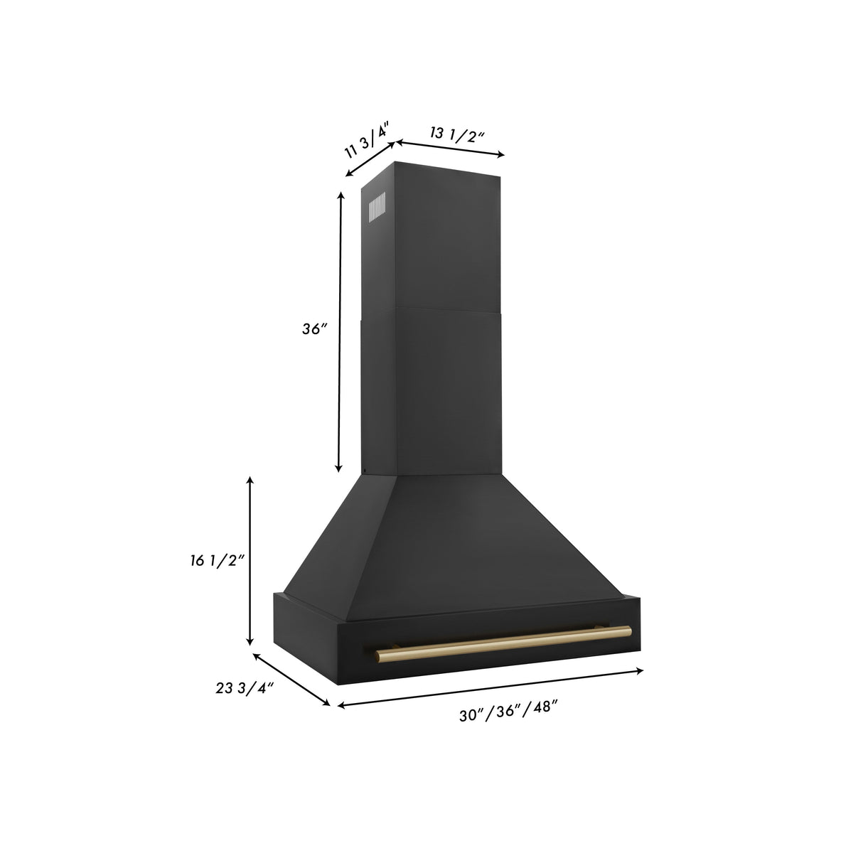 ZLINE 30" Black Stainless Steel Range Hood with Champagne Bronze Handle (BS655Z-30-CB)