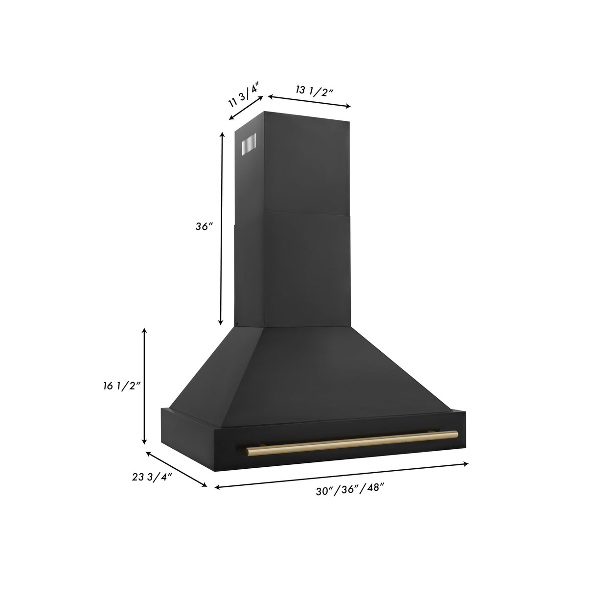 ZLINE 36" Black Stainless Steel Range Hood with Champagne Bronze Handle (BS655Z-36-CB)