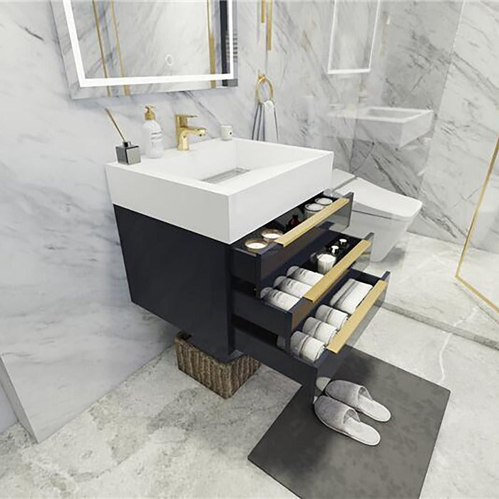 Blossom 24 In. Floating Single Sink Bathroom Vanity With Acrylic Sink Top & Aluminum Alloy Frame