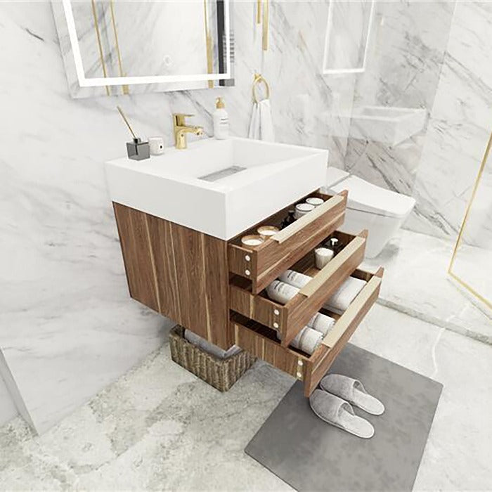 Blossom 24 In. Floating Single Sink Bathroom Vanity With Acrylic Sink Top & Aluminum Alloy Frame