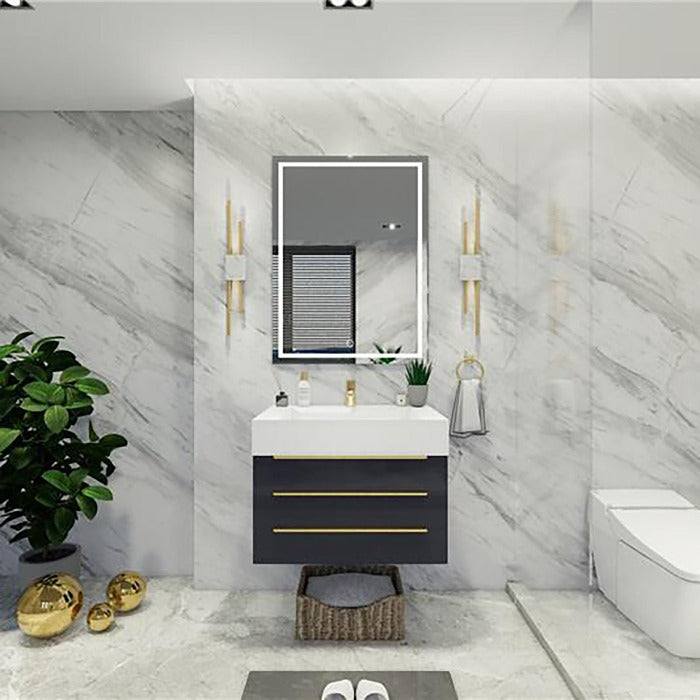 Blossom 30 In. Floating Single Sink Bathroom Vanity With Acrylic Sink Top & Aluminum Alloy Frame