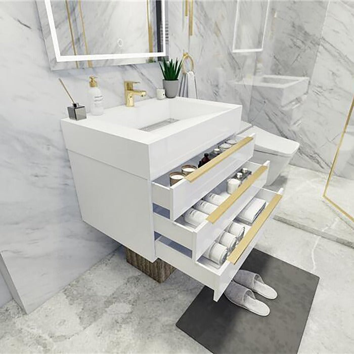 Blossom 30 In. Floating Single Sink Bathroom Vanity With Acrylic Sink Top & Aluminum Alloy Frame