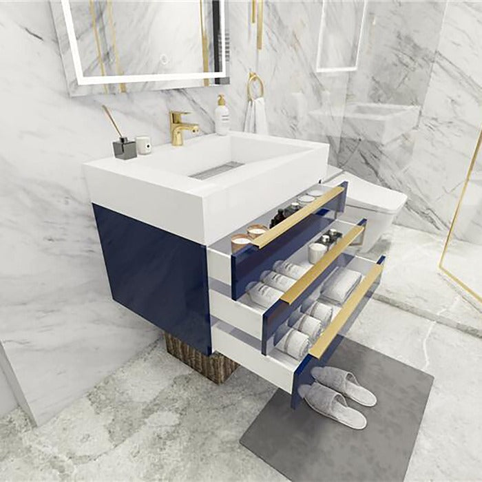 Blossom 30 In. Floating Single Sink Bathroom Vanity With Acrylic Sink Top & Aluminum Alloy Frame