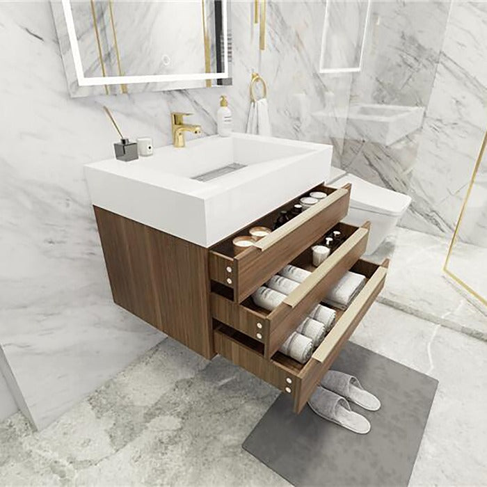 Blossom 30 In. Floating Single Sink Bathroom Vanity With Acrylic Sink Top & Aluminum Alloy Frame