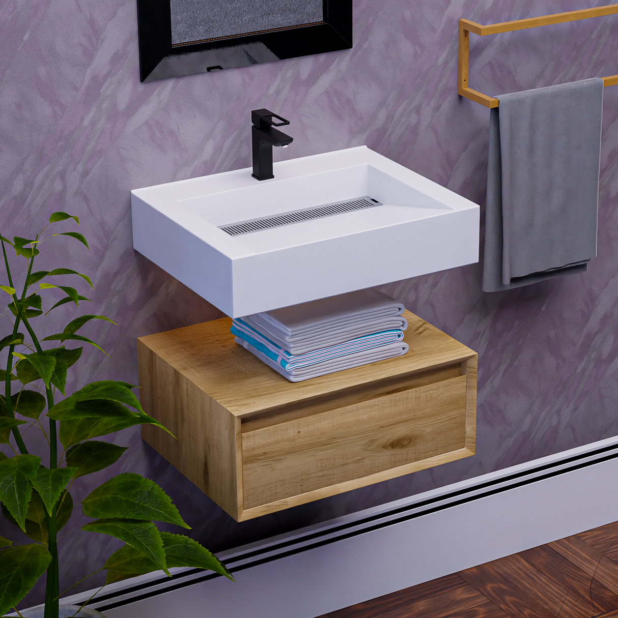 Alysa 24" Floating Bathroom Vanity Set with FLX16 Acrylic Sink