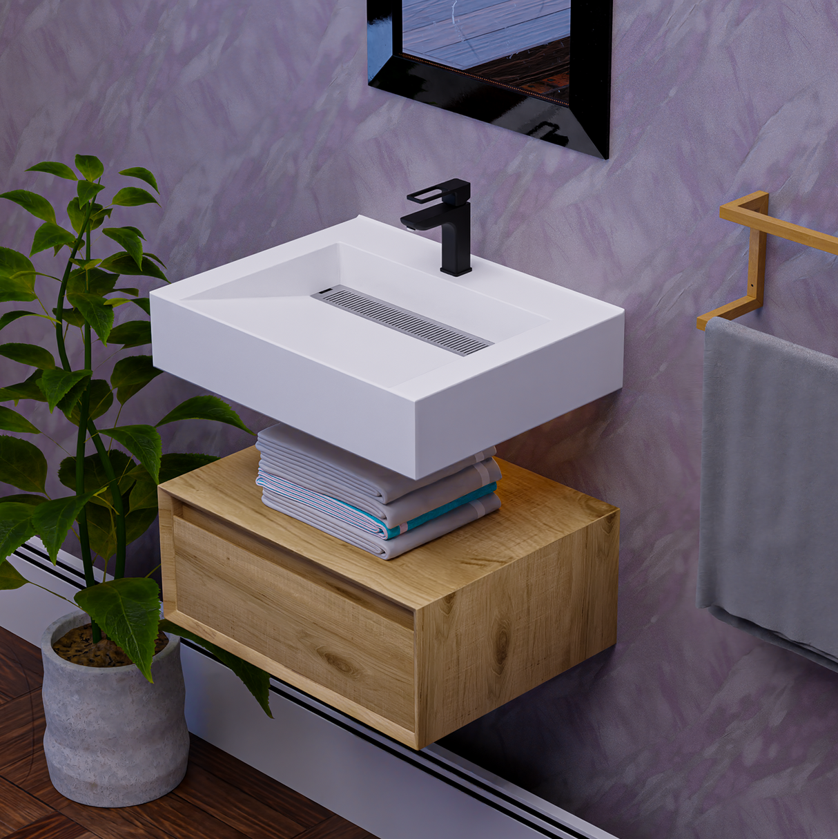 Alysa 24" Floating Bathroom Vanity Set with FLX16 Acrylic Sink