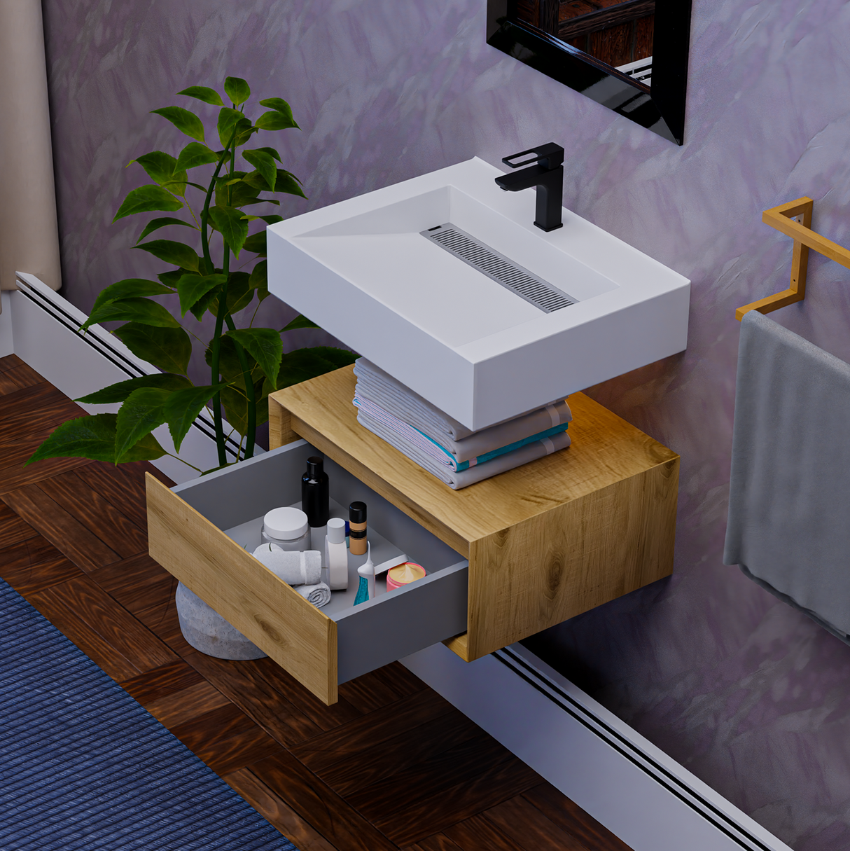 Alysa 24" Floating Bathroom Vanity Set with FLX16 Acrylic Sink