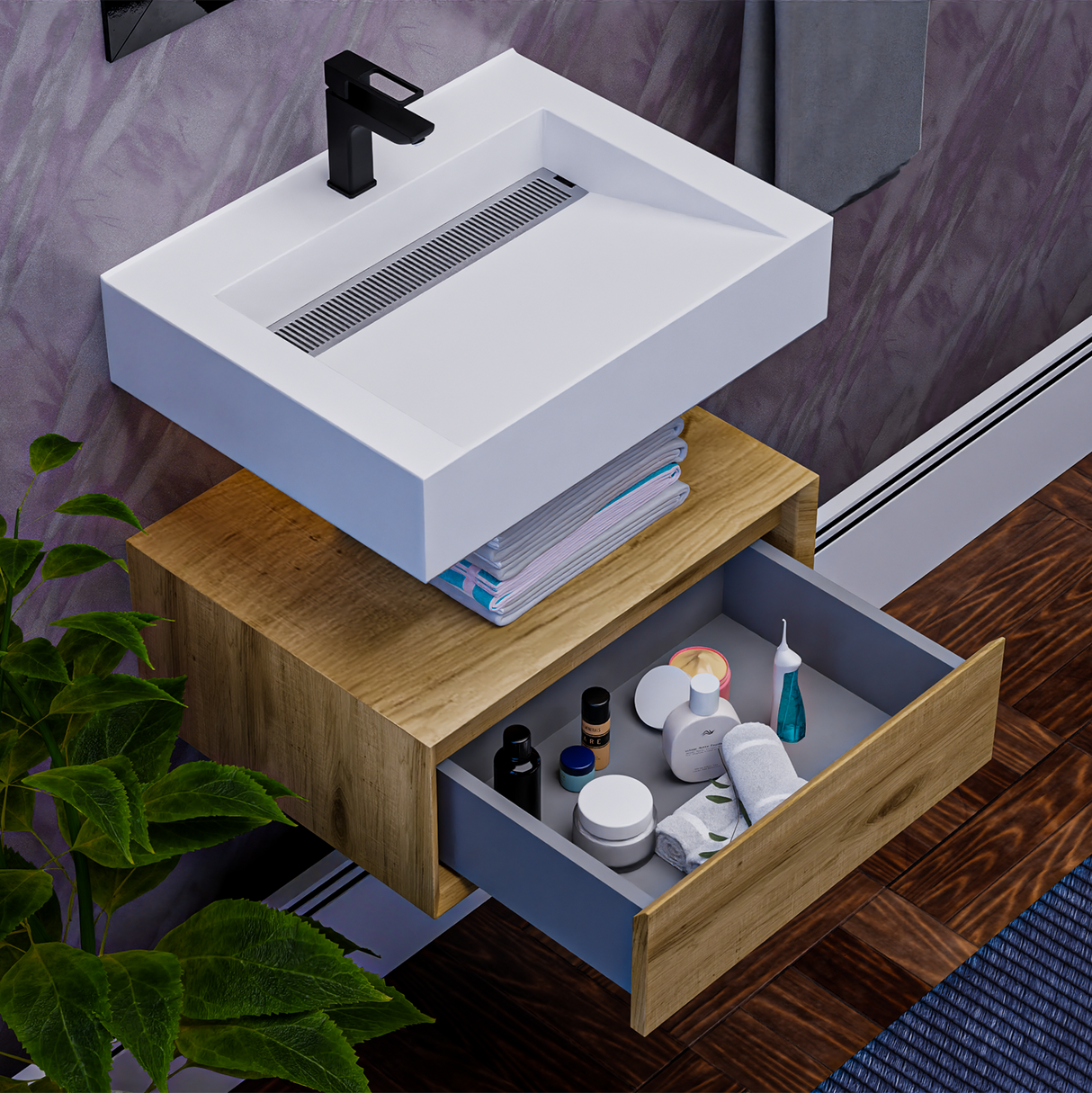 Alysa 24" Floating Bathroom Vanity Set with FLX16 Acrylic Sink