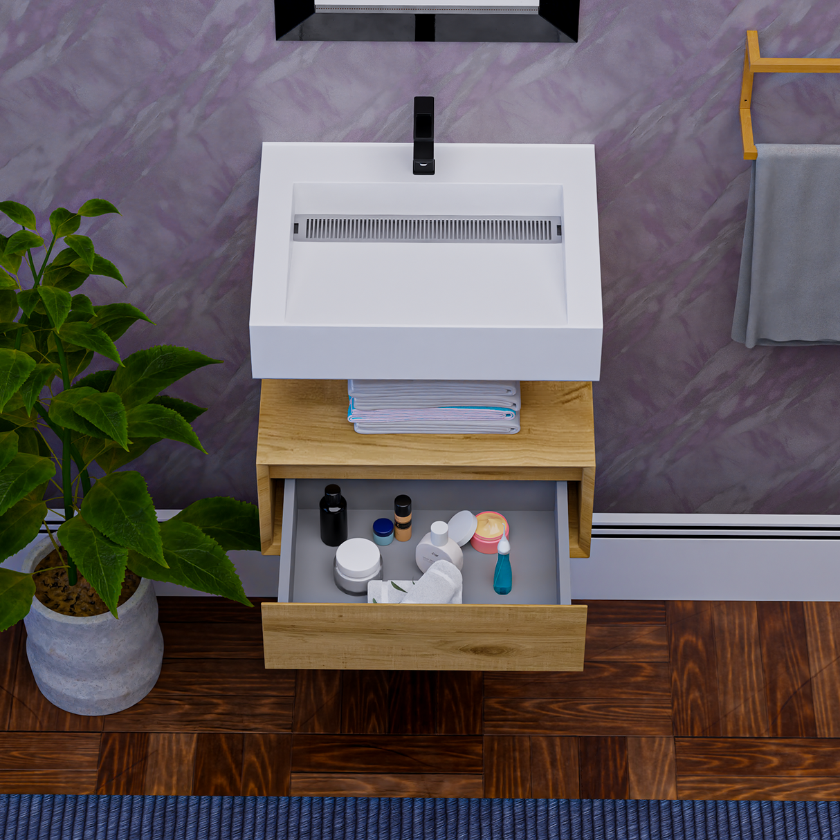 Alysa 24" Floating Bathroom Vanity Set with FLX16 Acrylic Sink