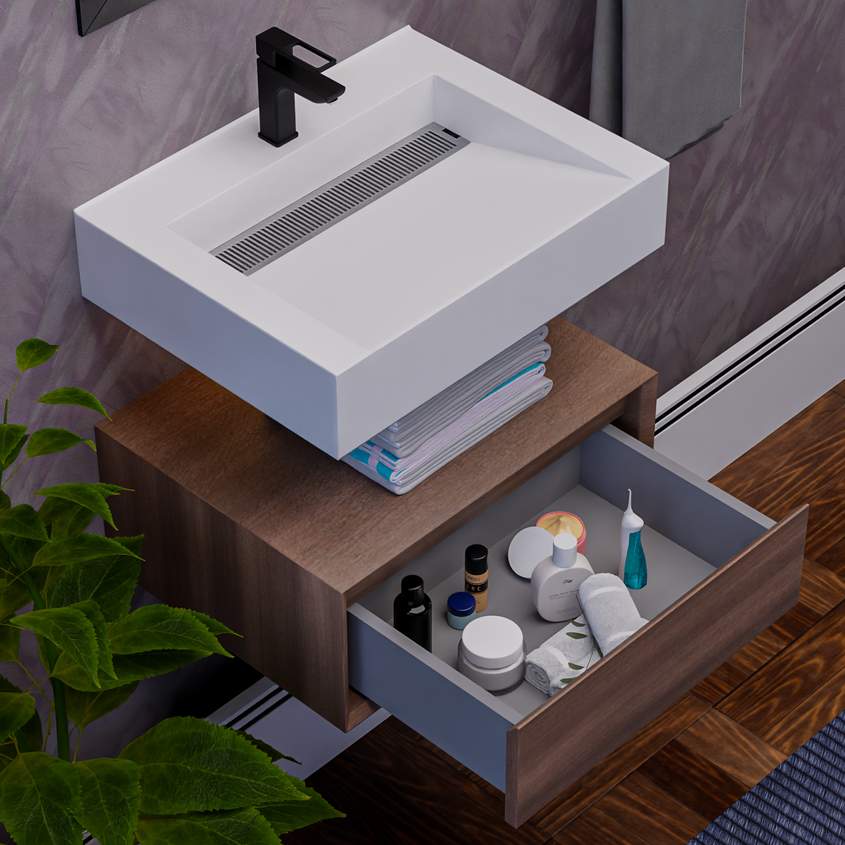 Alysa 24" Floating Bathroom Vanity Set with FLX16 Acrylic Sink