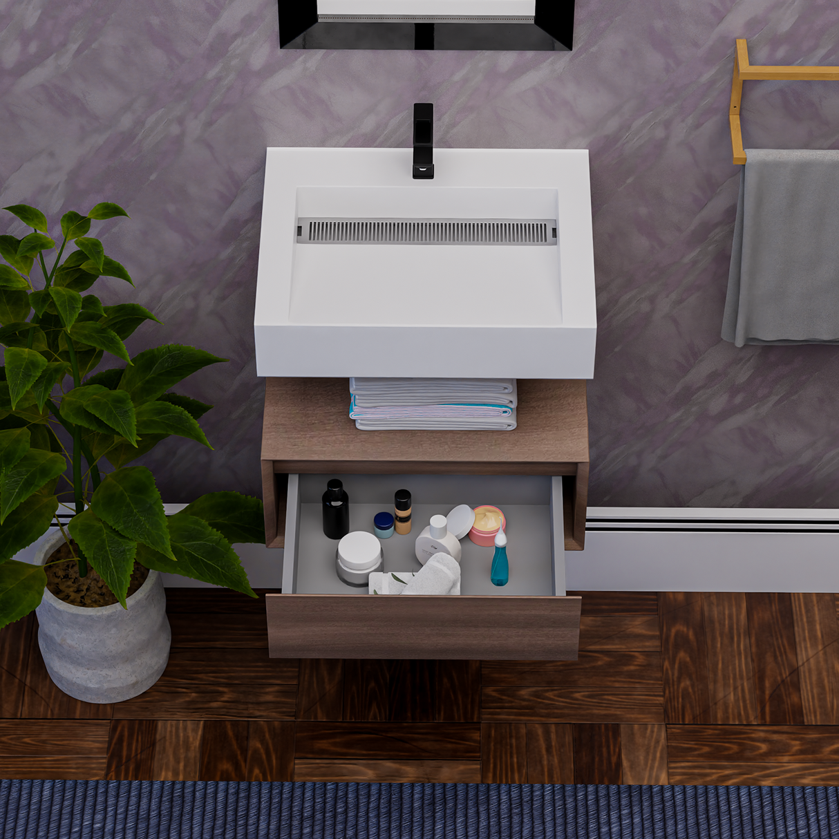 Alysa 24" Floating Bathroom Vanity Set with FLX16 Acrylic Sink