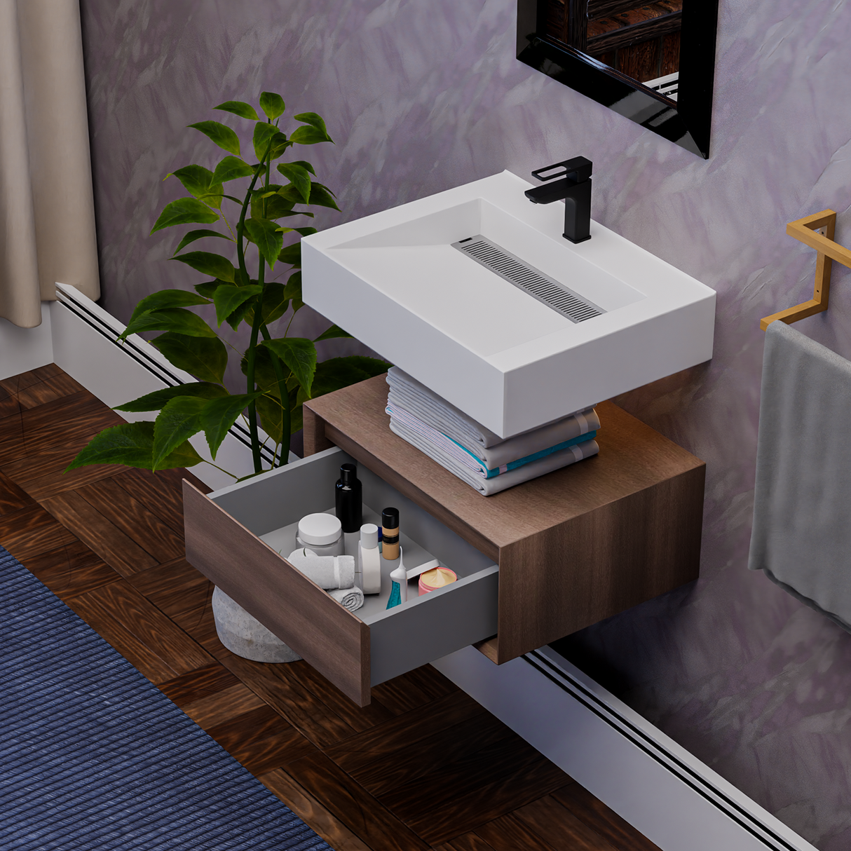 Alysa 24" Floating Bathroom Vanity Set with FLX16 Acrylic Sink