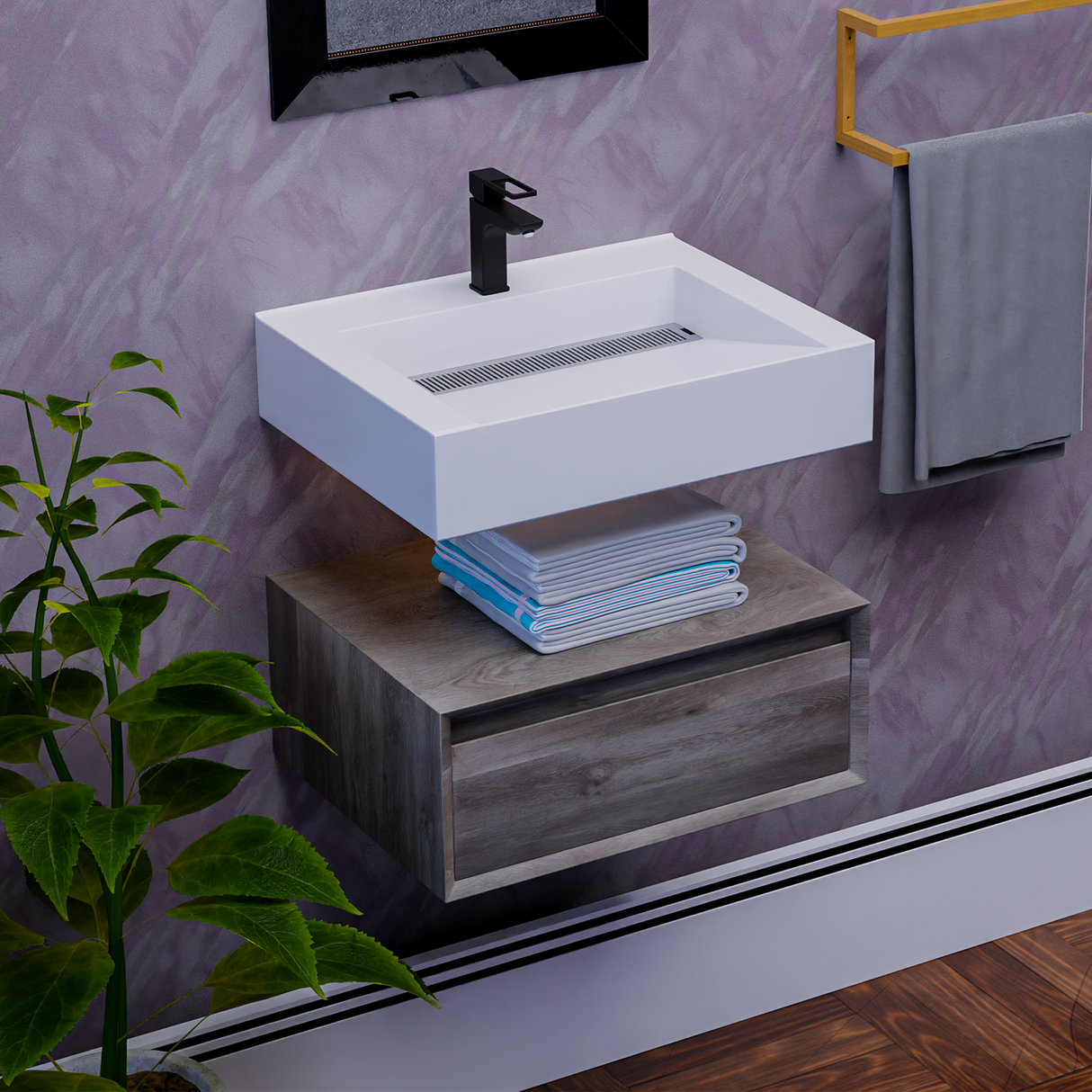 Alysa 24" Floating Bathroom Vanity Set with FLX16 Acrylic Sink