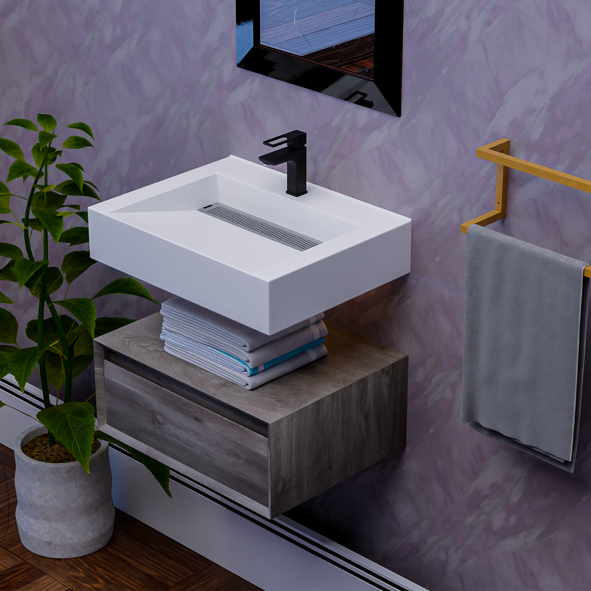 Alysa 24" Floating Bathroom Vanity Set with FLX16 Acrylic Sink