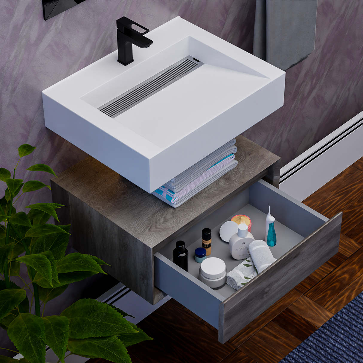 Alysa 24" Floating Bathroom Vanity Set with FLX16 Acrylic Sink