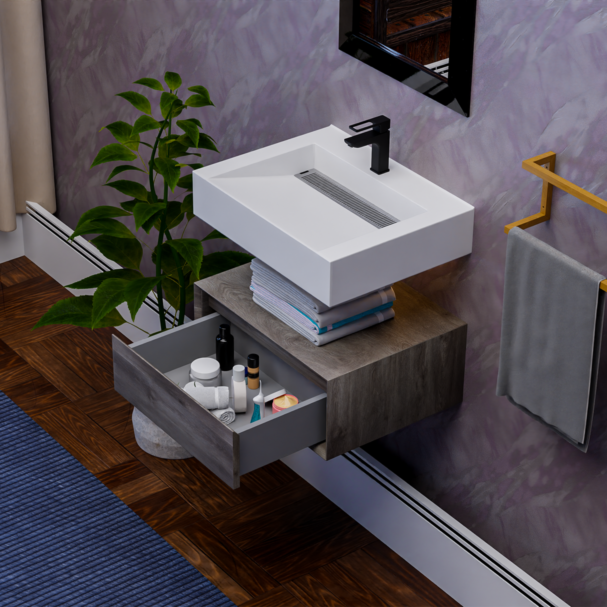 Alysa 24" Floating Bathroom Vanity Set with FLX16 Acrylic Sink