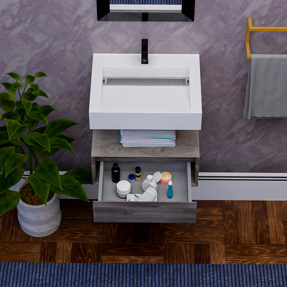 Alysa 24" Floating Bathroom Vanity Set with FLX16 Acrylic Sink