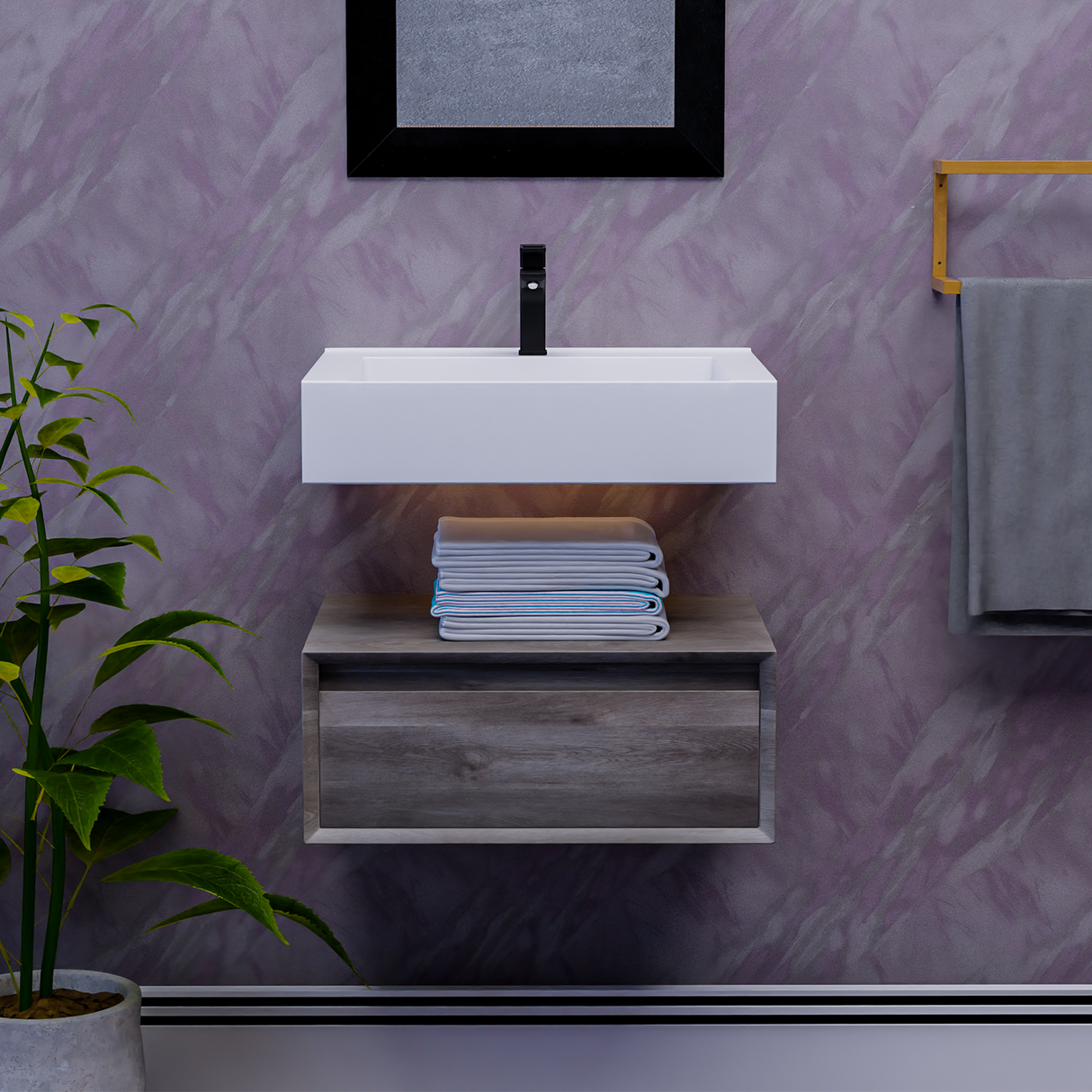 Alysa 24" Floating Bathroom Vanity Set with FLX16 Acrylic Sink