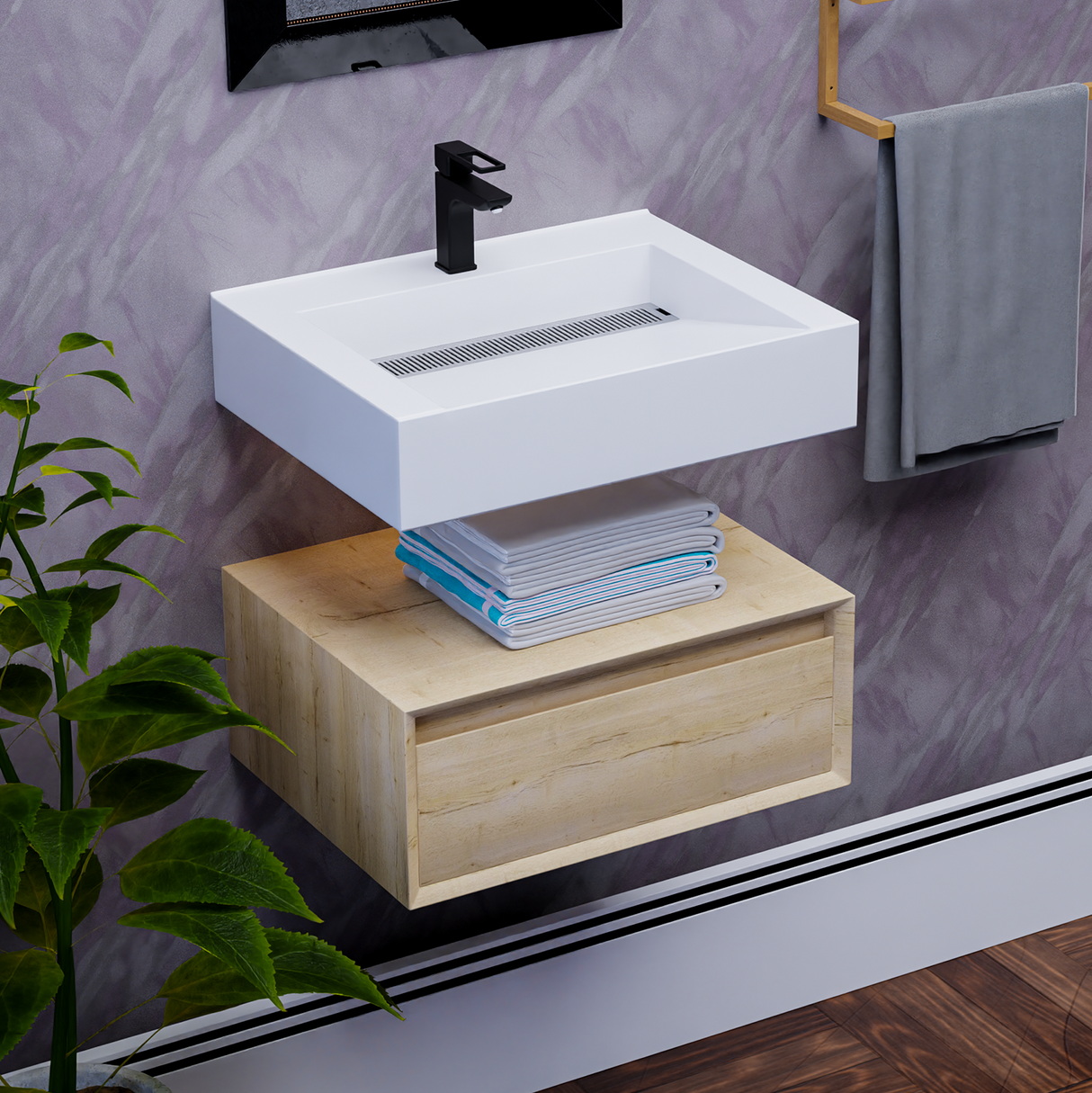 Alysa 24" Floating Bathroom Vanity Set with FLX16 Acrylic Sink