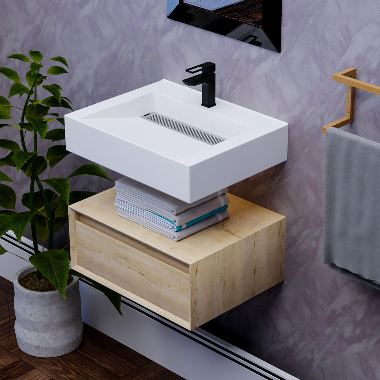 Alysa 24" Floating Bathroom Vanity Set with FLX16 Acrylic Sink