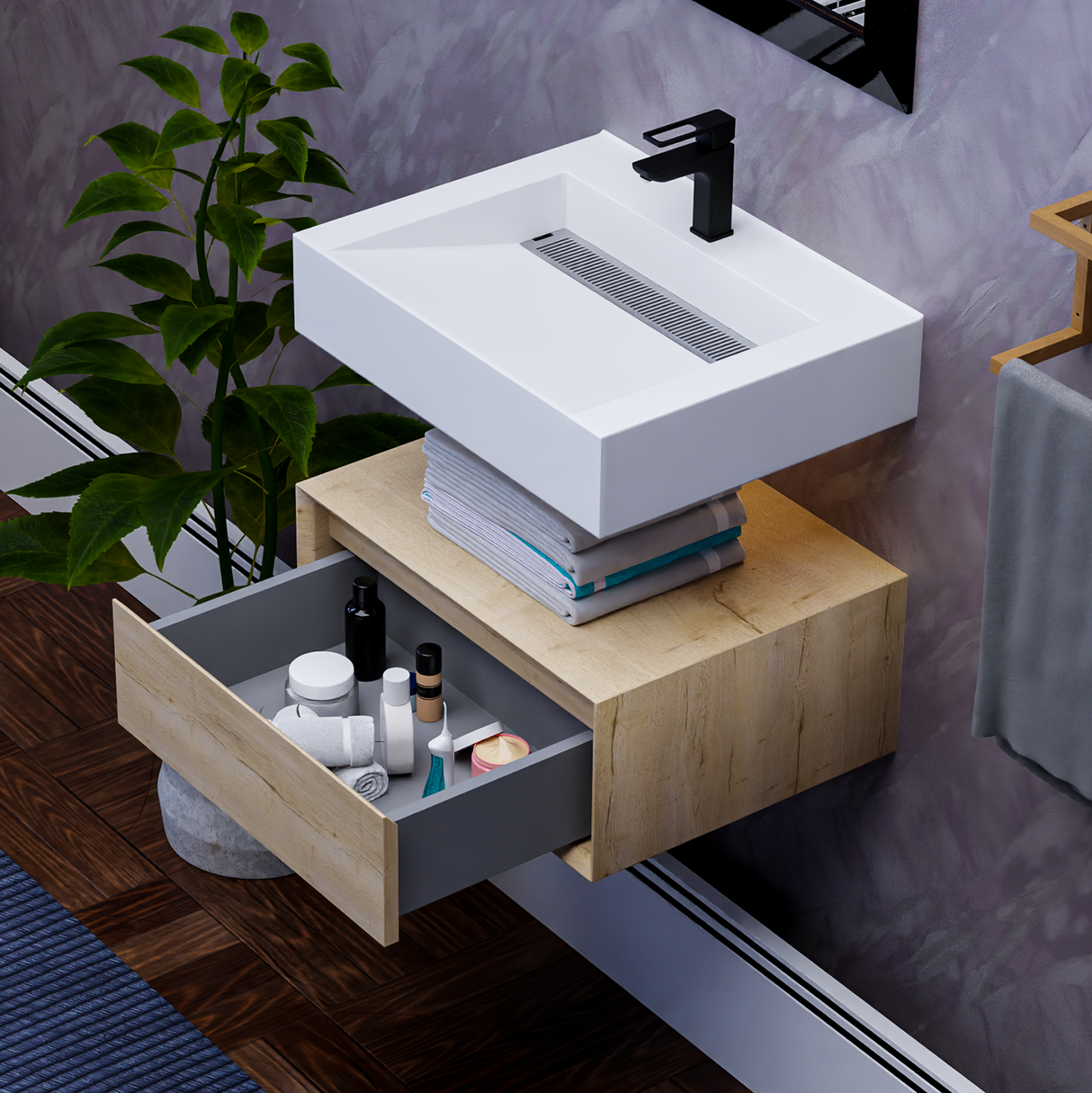 Alysa 24" Floating Bathroom Vanity Set with FLX16 Acrylic Sink