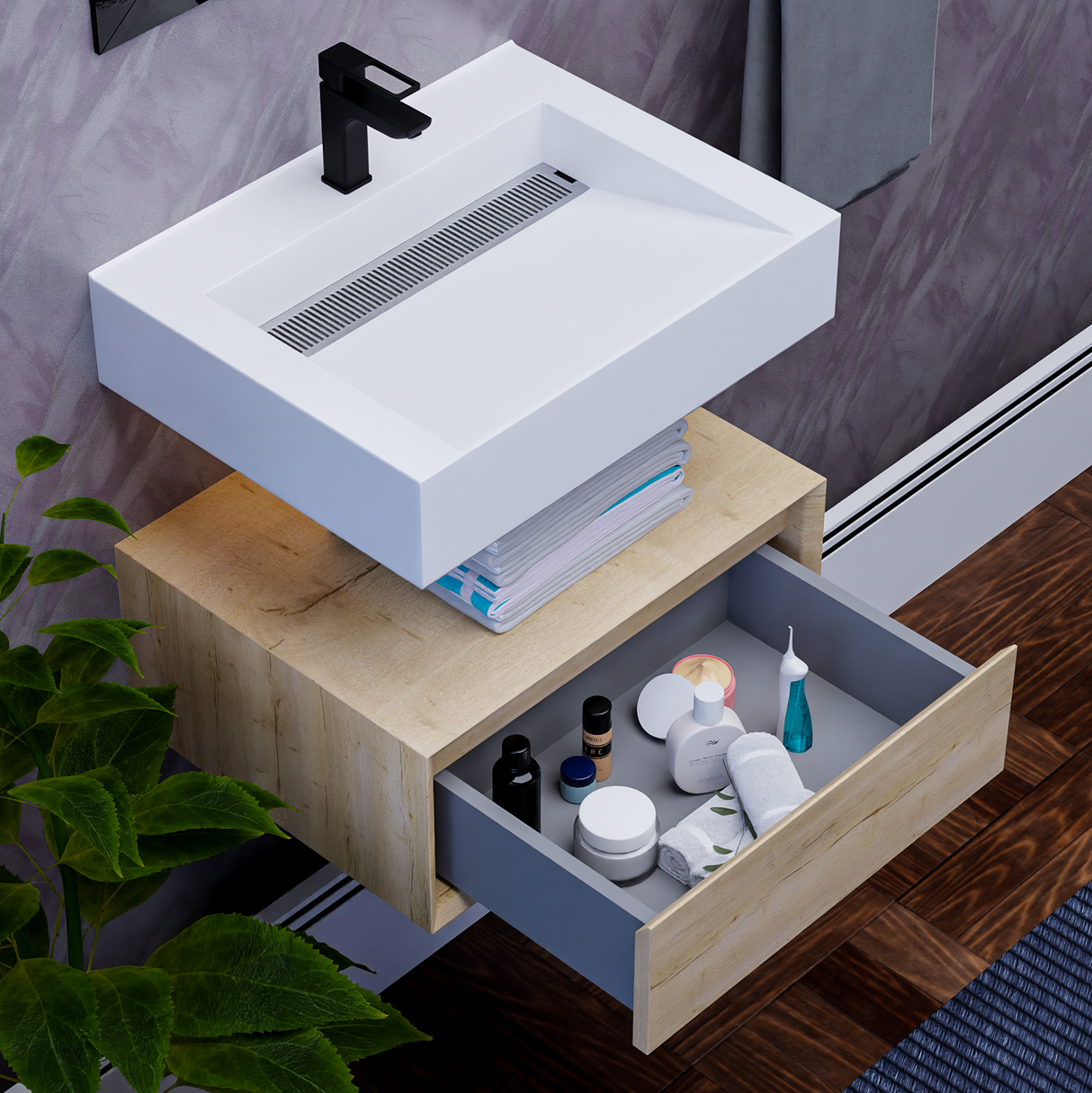 Alysa 24" Floating Bathroom Vanity Set with FLX16 Acrylic Sink