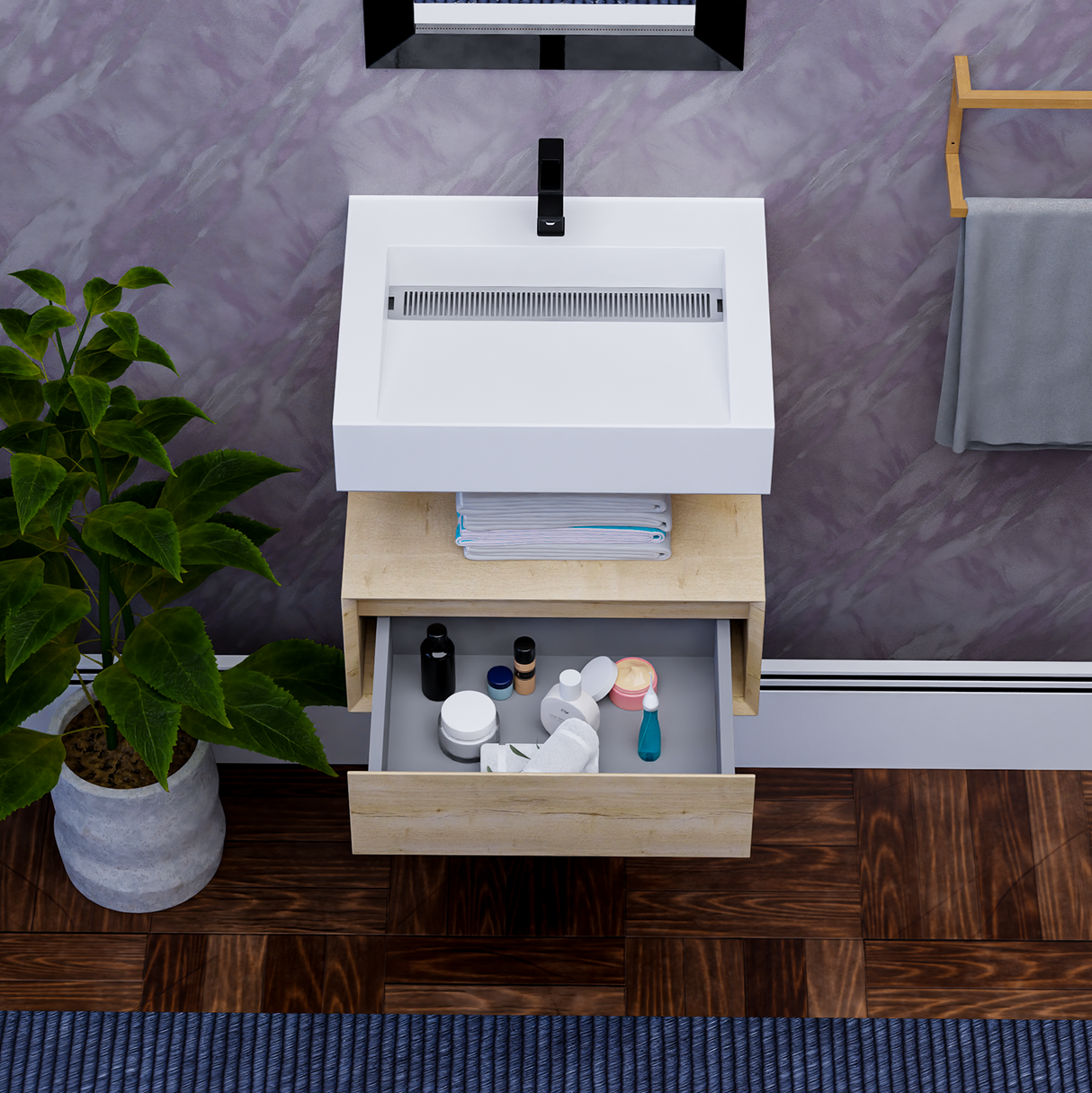 Alysa 24" Floating Bathroom Vanity Set with FLX16 Acrylic Sink