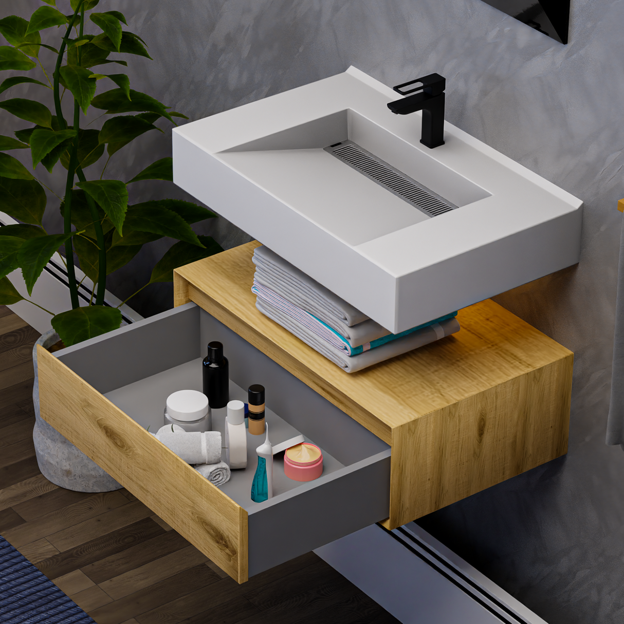 Alysa 30" Floating Bathroom Vanity Set with FLX16 Acrylic Sink