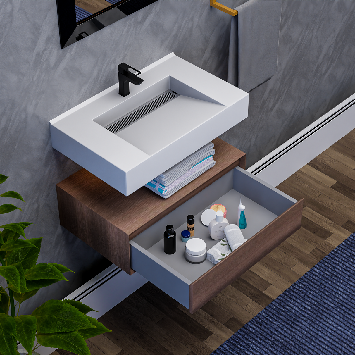 Alysa 30" Floating Bathroom Vanity Set with FLX16 Acrylic Sink