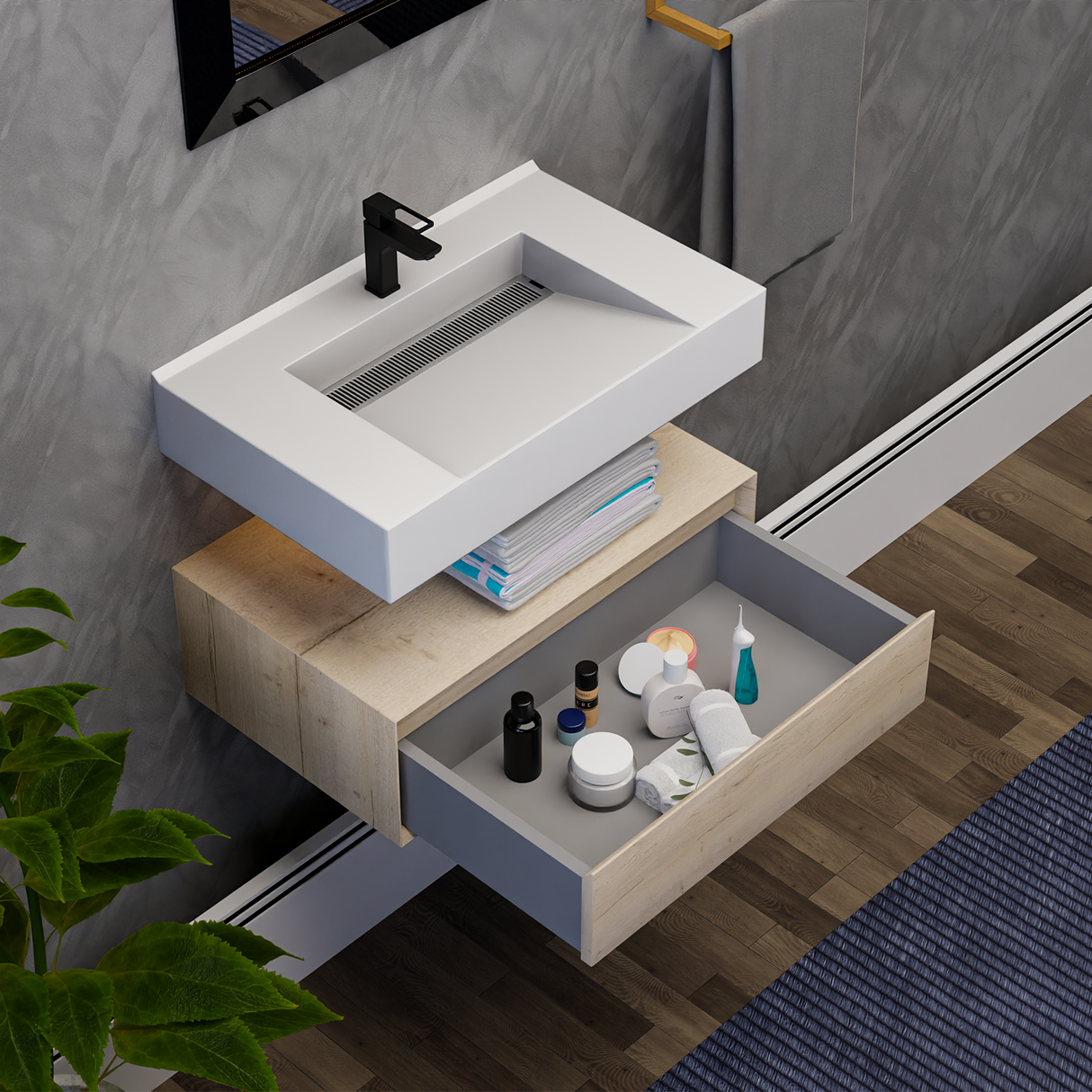 Alysa 30" Floating Bathroom Vanity Set with FLX16 Acrylic Sink