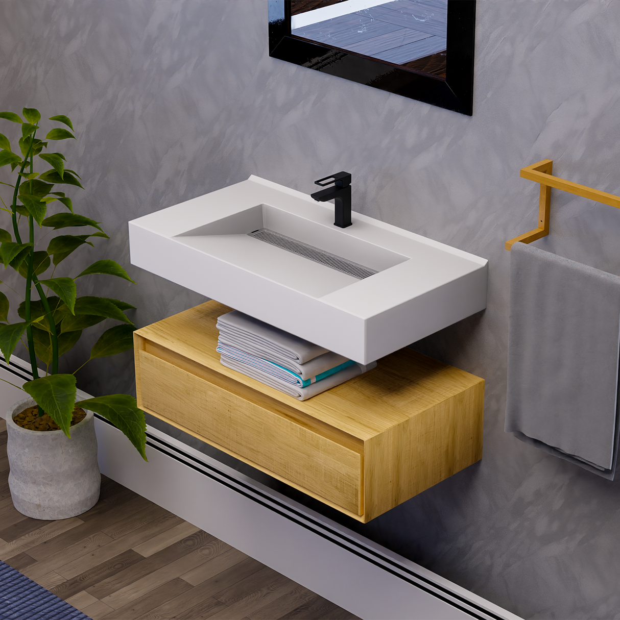 Alysa 36" Floating Bathroom Vanity Set with FLX16 Acrylic Sink