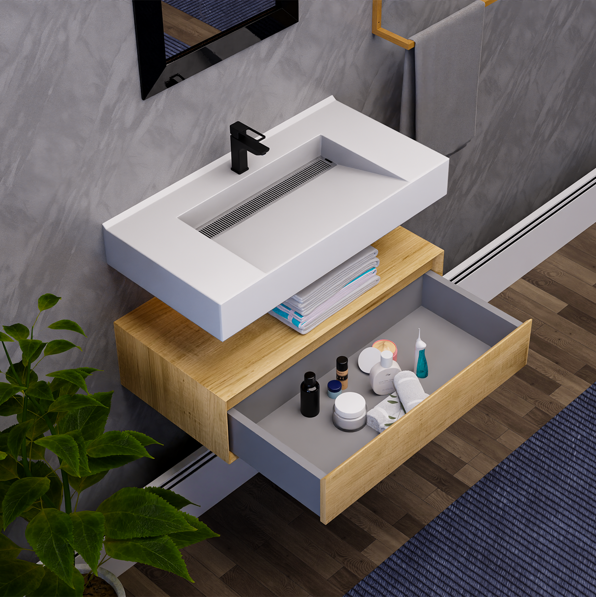 Alysa 36" Floating Bathroom Vanity Set with FLX16 Acrylic Sink