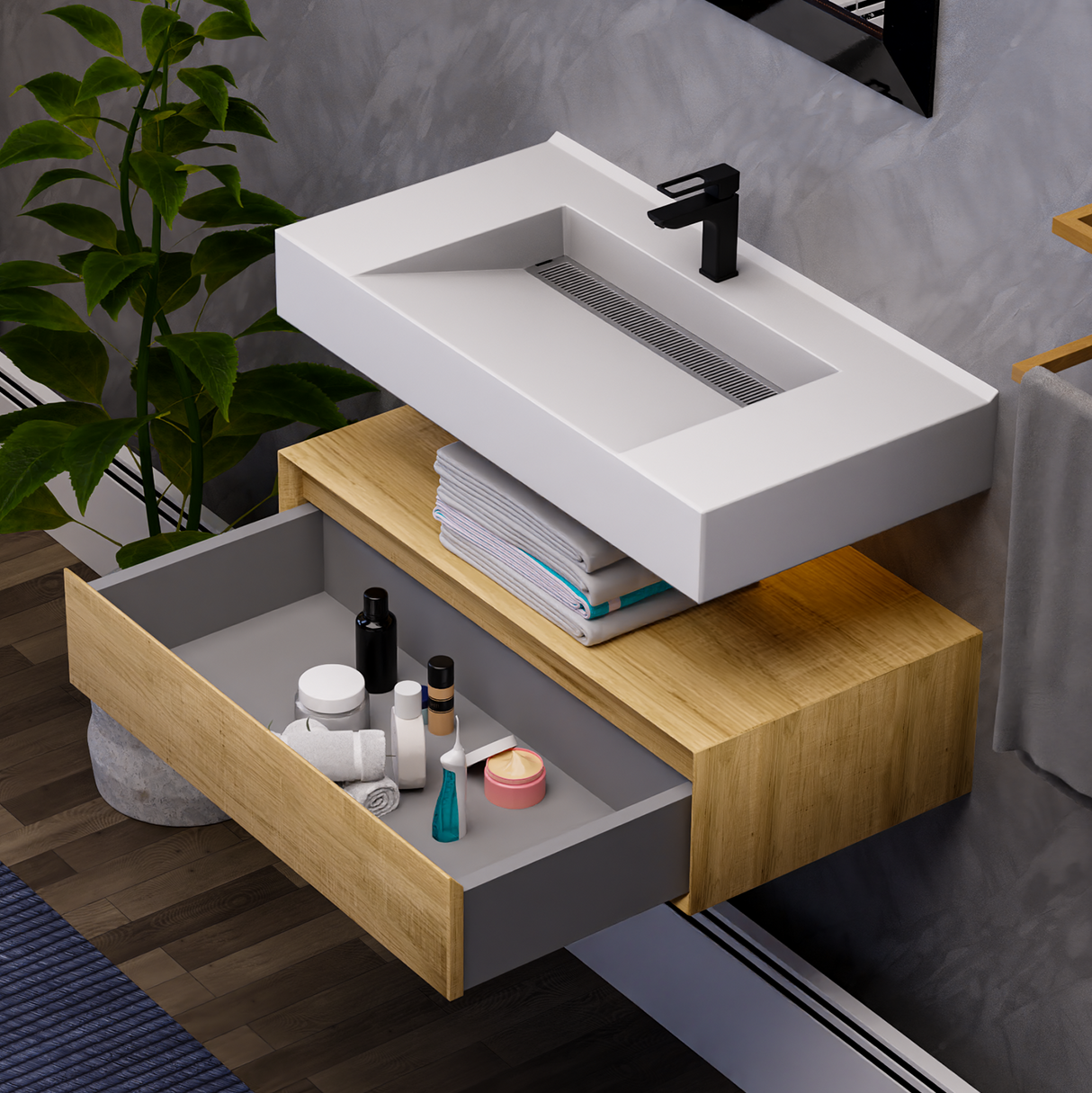 Alysa 36" Floating Bathroom Vanity Set with FLX16 Acrylic Sink