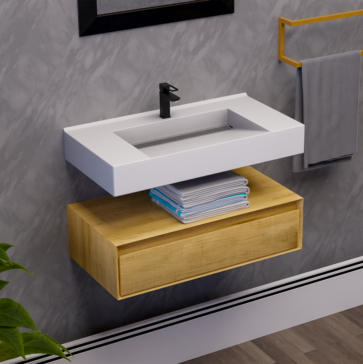 Alysa 36" Floating Bathroom Vanity Set with FLX16 Acrylic Sink