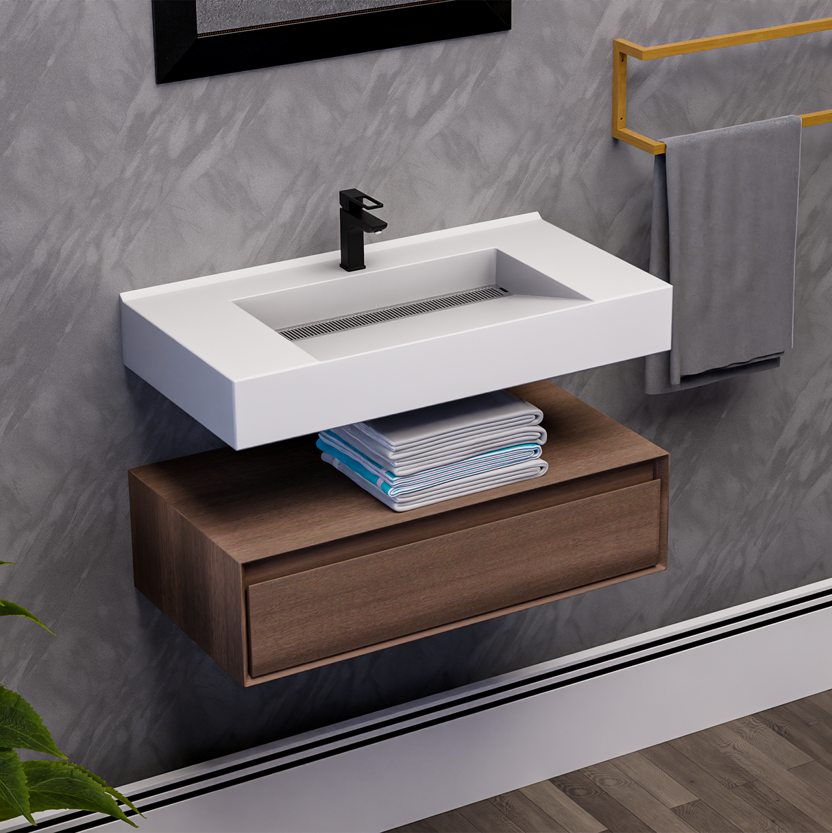 Alysa 36" Floating Bathroom Vanity Set with FLX16 Acrylic Sink